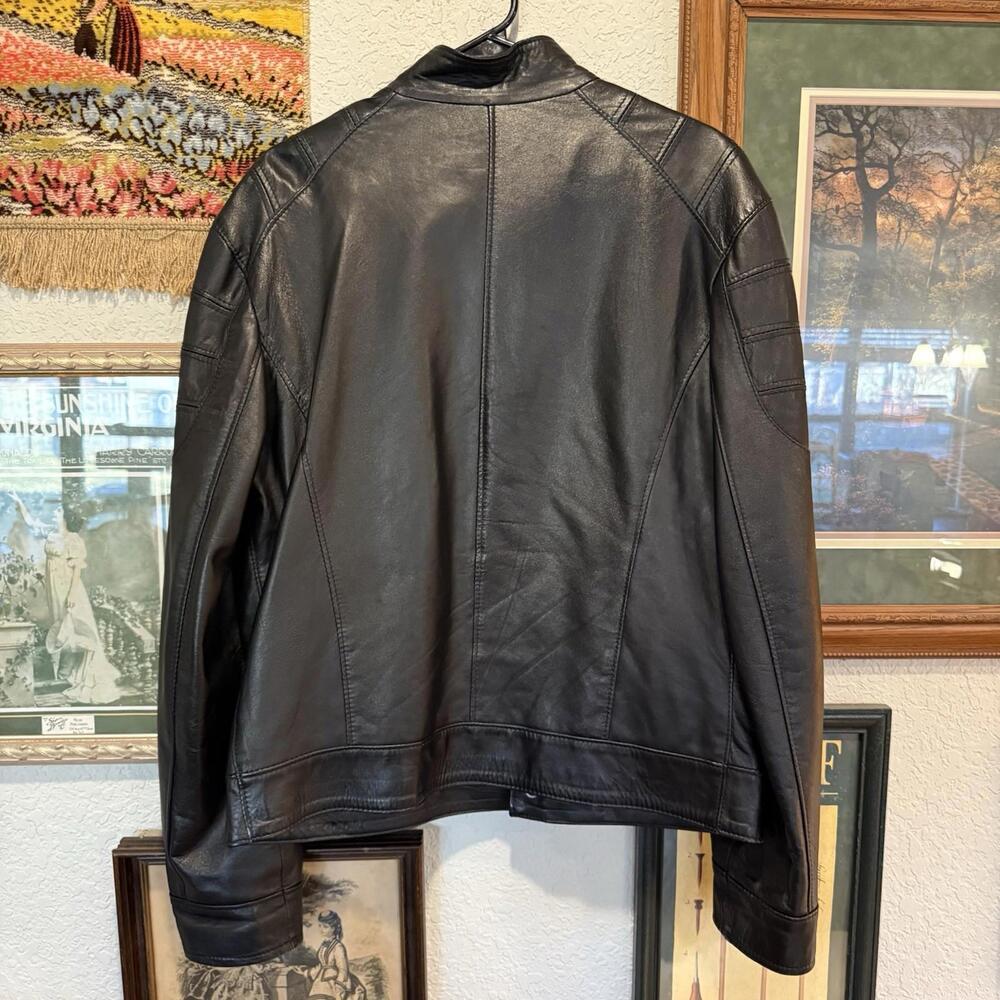 Vintage 80s‎ RARE Vera Pelle Italian Black Leather Bomber Jacket Size Women’s XL - Picture 6 of 7